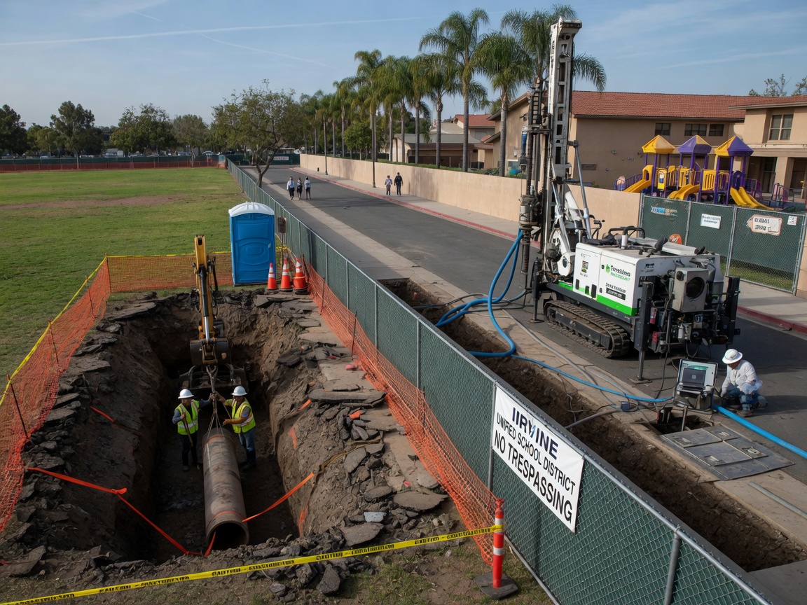 Comparing Excavation Versus Trenchless Methods Near Irvine Schools